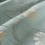 rideau bleu clair motif fleurs dorées classique occultant salon chambre fenêtre maison luxe