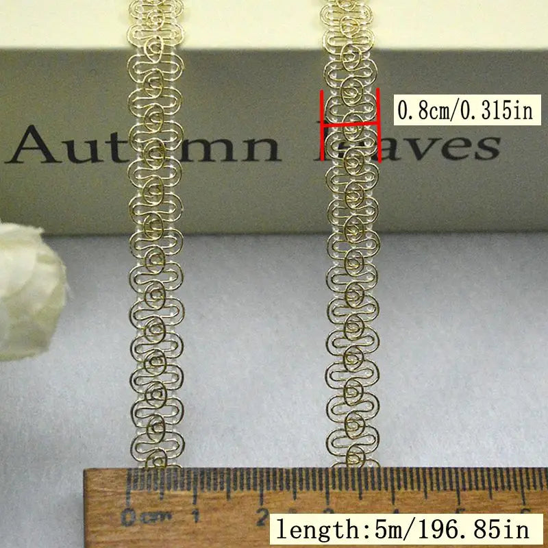 ruban métallique tressé or argent noir classique 1.2cm 0.5cm 0.8cm 5mètres couture artisanat diy