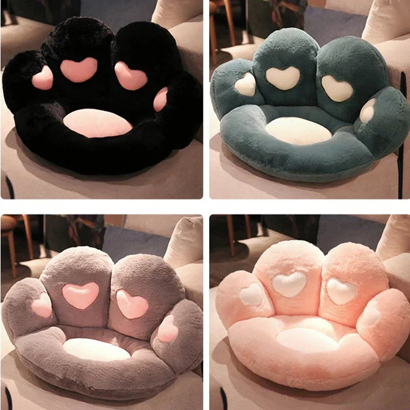 coussin patte chat peluche coeurs blancs doux lit amovible lavableDecoration mignonneAdultes