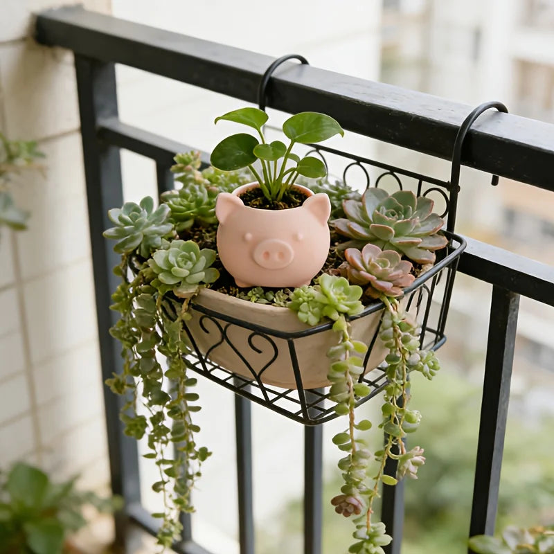 pot fleurs forme cochon rose post it lapins pâques succulentes mignon décoration table balcon
