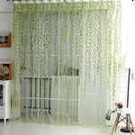 rideau decoratif feuilles saule violet transparent romantique maison