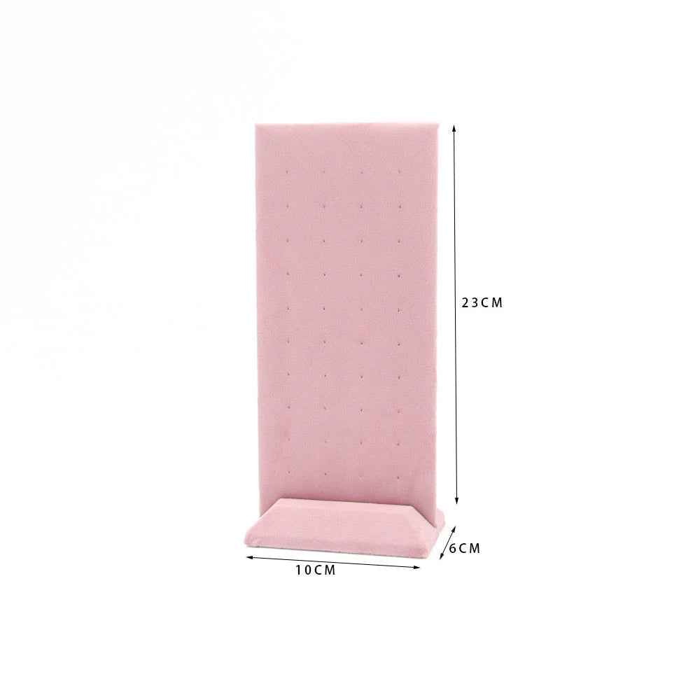 présentoir bijoux velours rose 40 trous bois décoratif rangement boucles oreilles paires papillon étoile