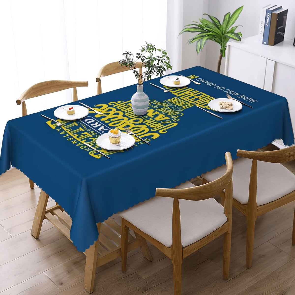 nappe table bleu marine logo ricard moderne imperméable résistance taches 66x183cm