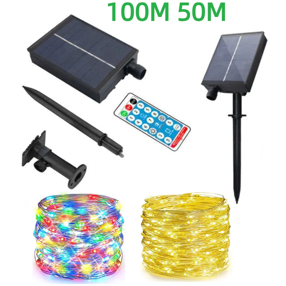 guirlande lumineuse solaire multicolore microleds moderne modes doré extérieur télécommande