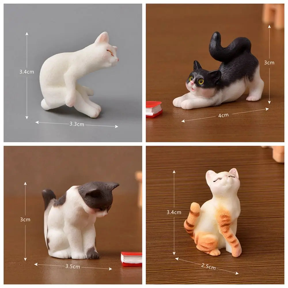 figurines chats résine miniature table deco maison blanc taches colorées opaques erotique