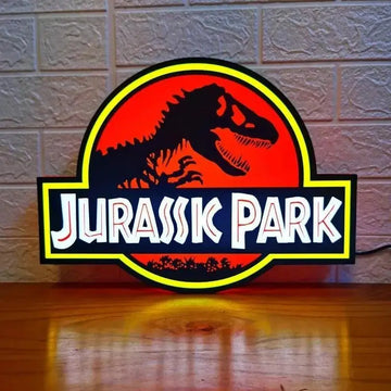 plaque lumineuse dinosaure jurassic park décoration murale rétro led silhouette rétro éclairage intérieur
