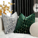 housse coussin velours géométrique contemporain 30x50 45x45 50x50 gris vert doré