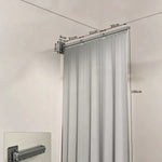 rideau douche plié plissé gris moderne respectueux environnement clips inclusion
