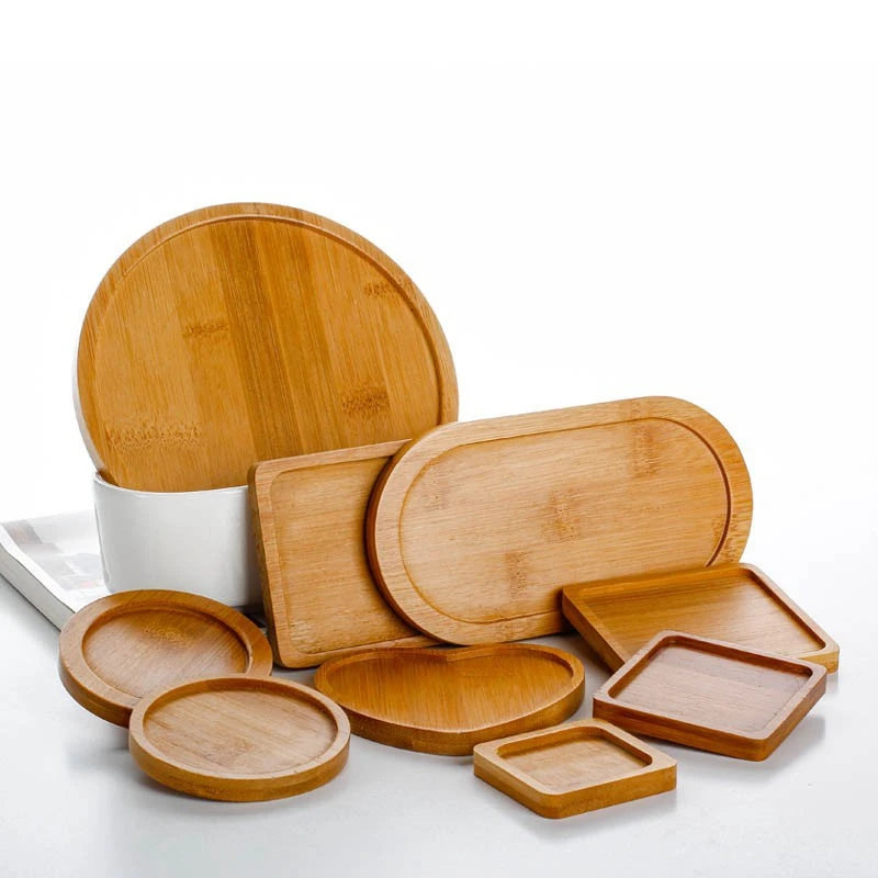 assiettes support plantes bois naturel moderne rustique motifs plantes blanc