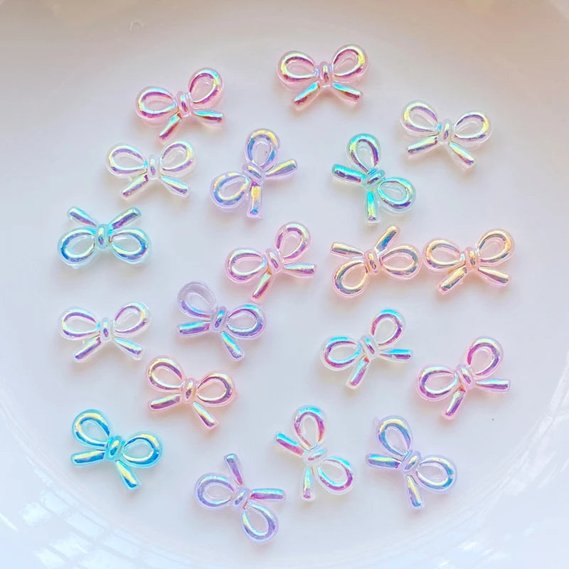 pierres artificielles nœuds papillon holographiques mixtes girly bijoux accessoires coiffure flatback cabochons irisés variées
