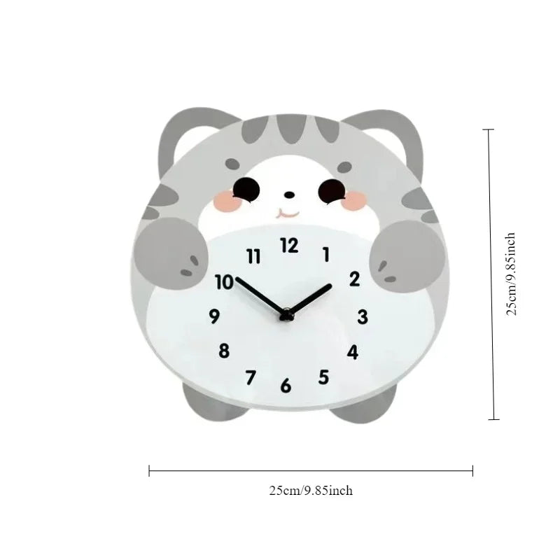horloge murale balancière chaton mignon cartoon salon chambre quartz orange blanc gris