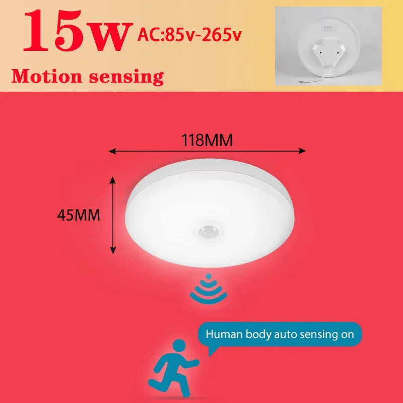 lampe détecteur mouvement blanc moderne surface led 12w 15w 18w 20w 30w 40w