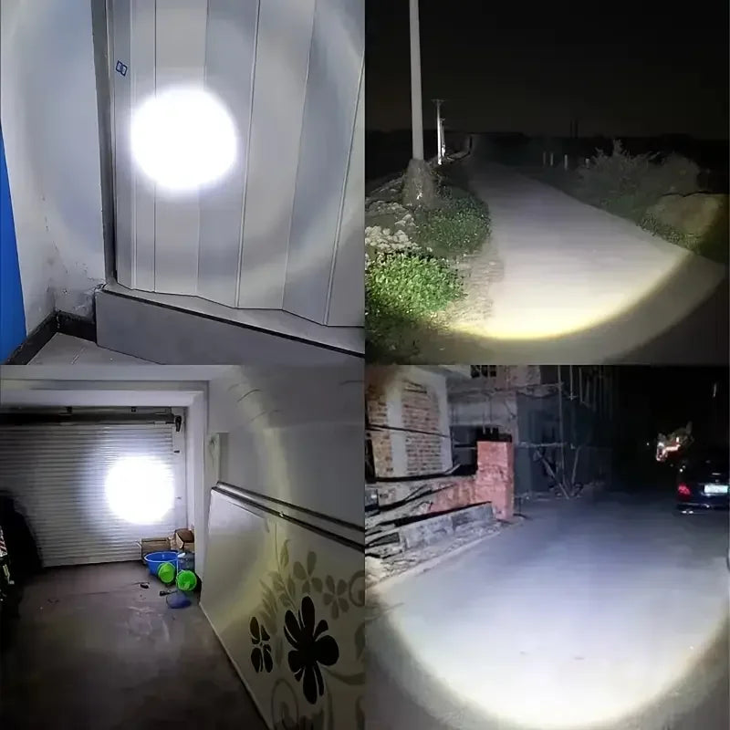 lampe poche noire rechargeable led étanche camping torche réglable mode haut basécran digital included