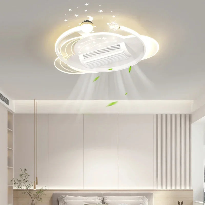 plafonnier led moderne blanc ventilateur télécommande lumière circulaire contemporain