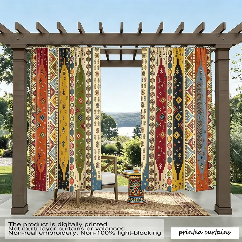 rideaux imprimés géométriques multicolore moderne opaques polyester inclusiaux fenêtres