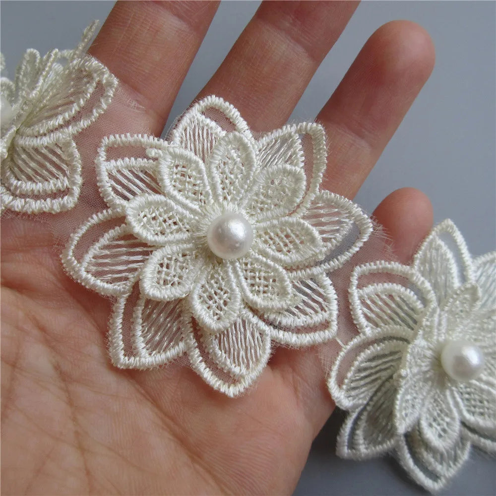 broderie fleur dentelle polyester blanc soluble decoration artisanale materiaux bricolage echangable erotique