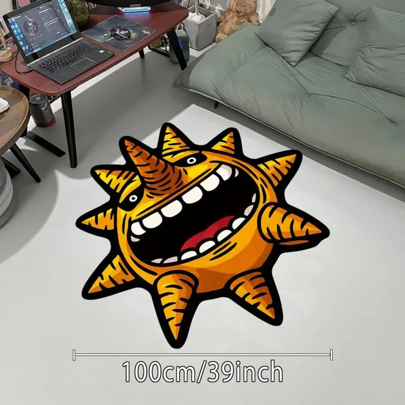 tapis dessin animé souriant jaune noir contemporain antidérapant intérieur extérieur prière camping voyage