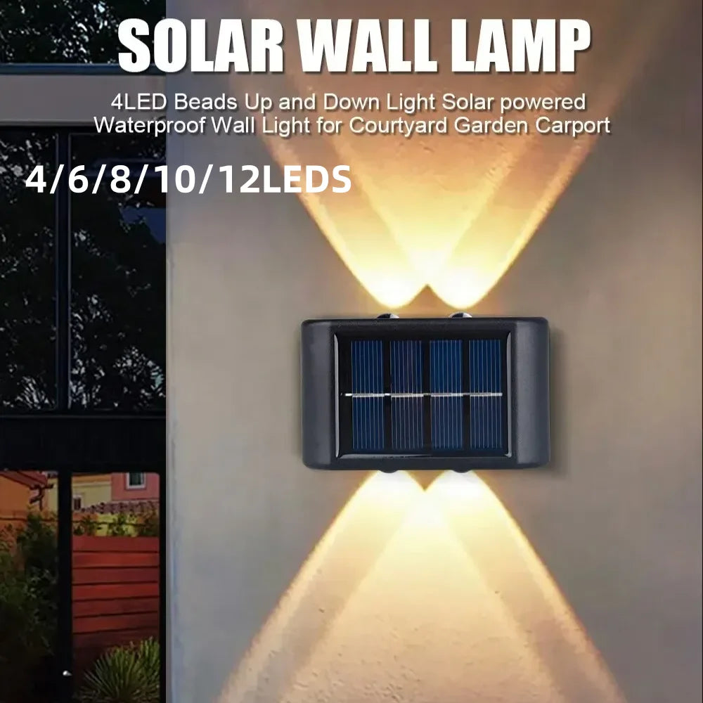 lampe murale solaire 10 LED noire panneaux solaires bleus moderne adhésifextérieur ip65 led abs