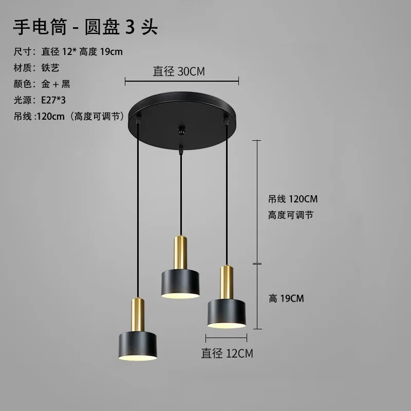 luminaire suspendu moderne multi lumières noir doré salon chambre minimalistetablebarre