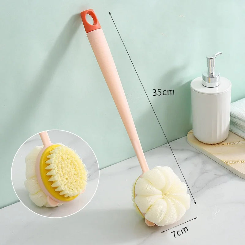 brosse bain pelucheuse douce moderne vert clair rose pâle jaune clair blanc fixée anneaux