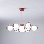 suspension lumineuse rouge moderne sphères translucides scandinave spiral métal opaque led
