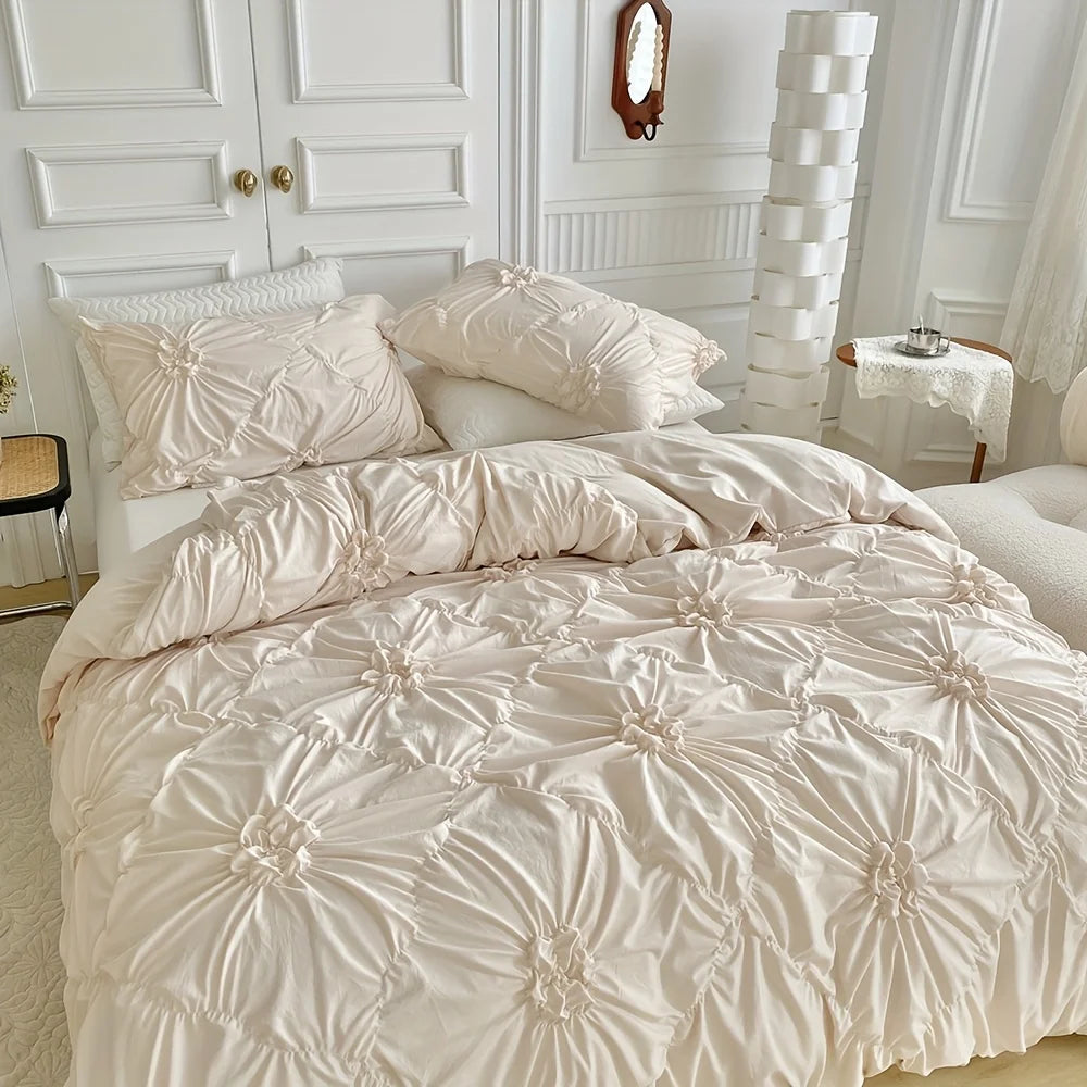ensemble literie beige clair texture plissée moderne élégant fermeture glissière twin size pcs us