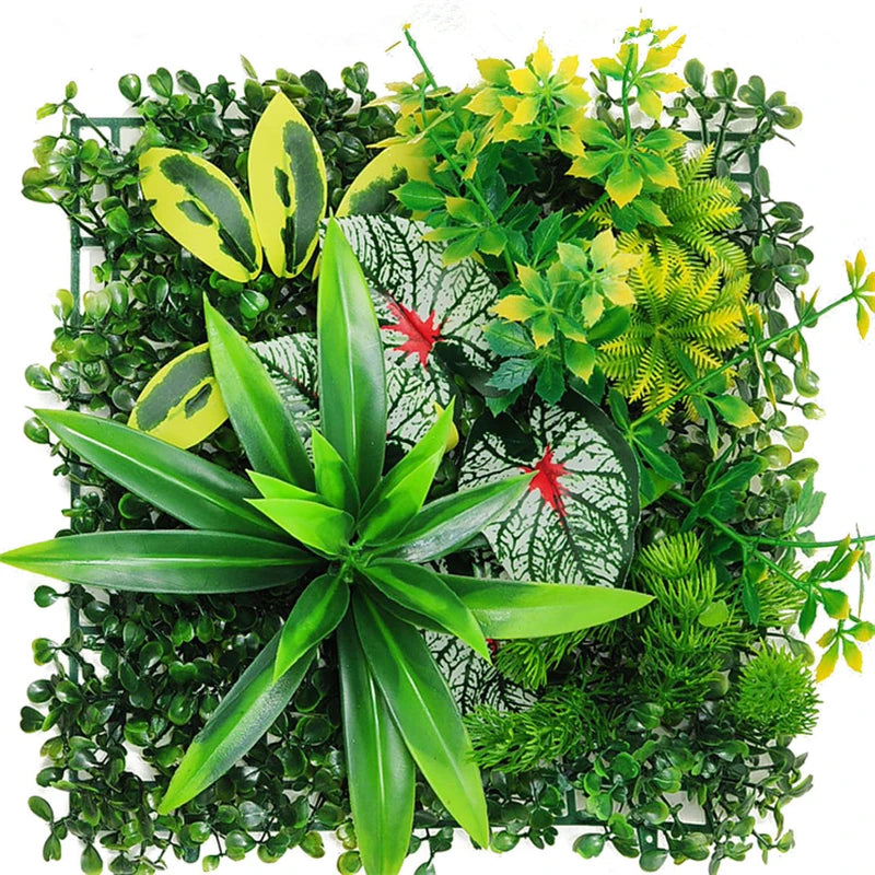 panneau mural plantes artificielles herbe verte fleurs blanches décoration jardin extérieur mur extérieur décoratif