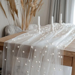table table blanc nacrées tulle semi transparent élégante mariage festif chandeliers bougies