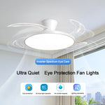 ventilateur plafonnier led moderne blanc lames invisibles télécommande minimaliste chambre salon