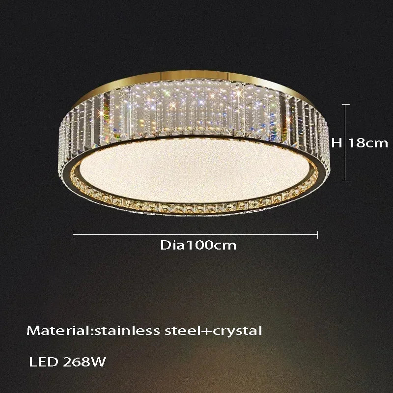 plafonnier cristal moderne or blanc lumineux télécommande contrôle mobile 4200K 3000K 6000K