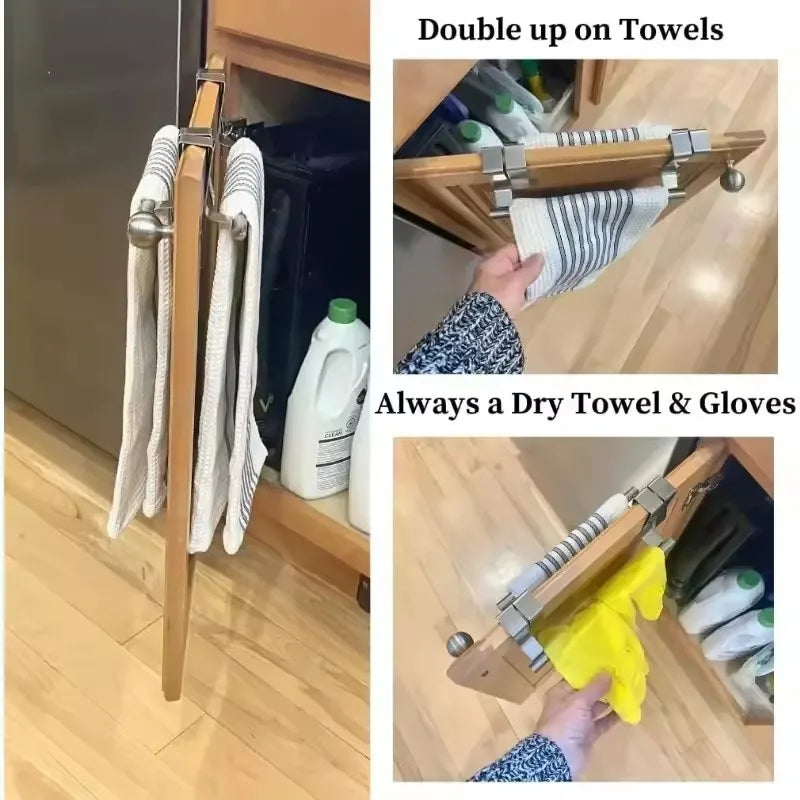 support serviettes acier inoxydable moderne rayures horizontales clips salle bains cuisine