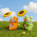 figurines animaux bois marron noir blanc rose vert bleu sourire yeux bandes cartoon
