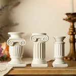 bougeoir classique blanc or sculpté décoration maison statue colonne grecque résine architecturalintérieur ornement