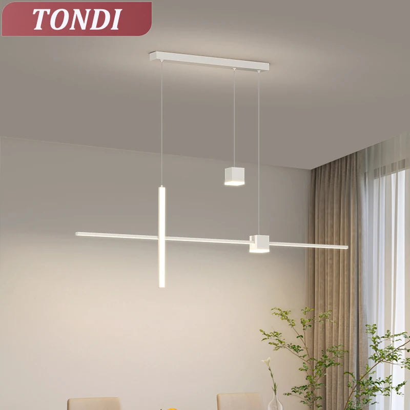suspension lumineuse moderne led blanc noir minimaliste intérieur salon cuisine chambre restaurant
