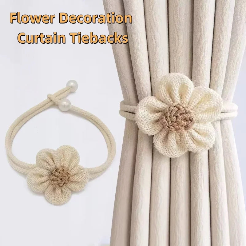 ruban fenêtre décoratif fleurs tricotées ajustables moderne artisanal