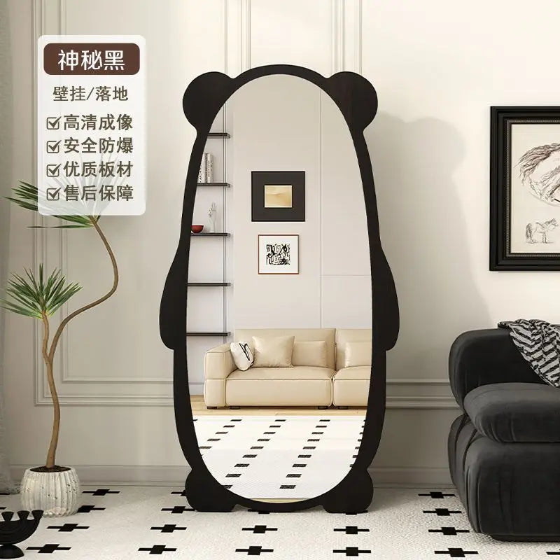 miroir mural moderne panda bois finition noir brun chambre coucher