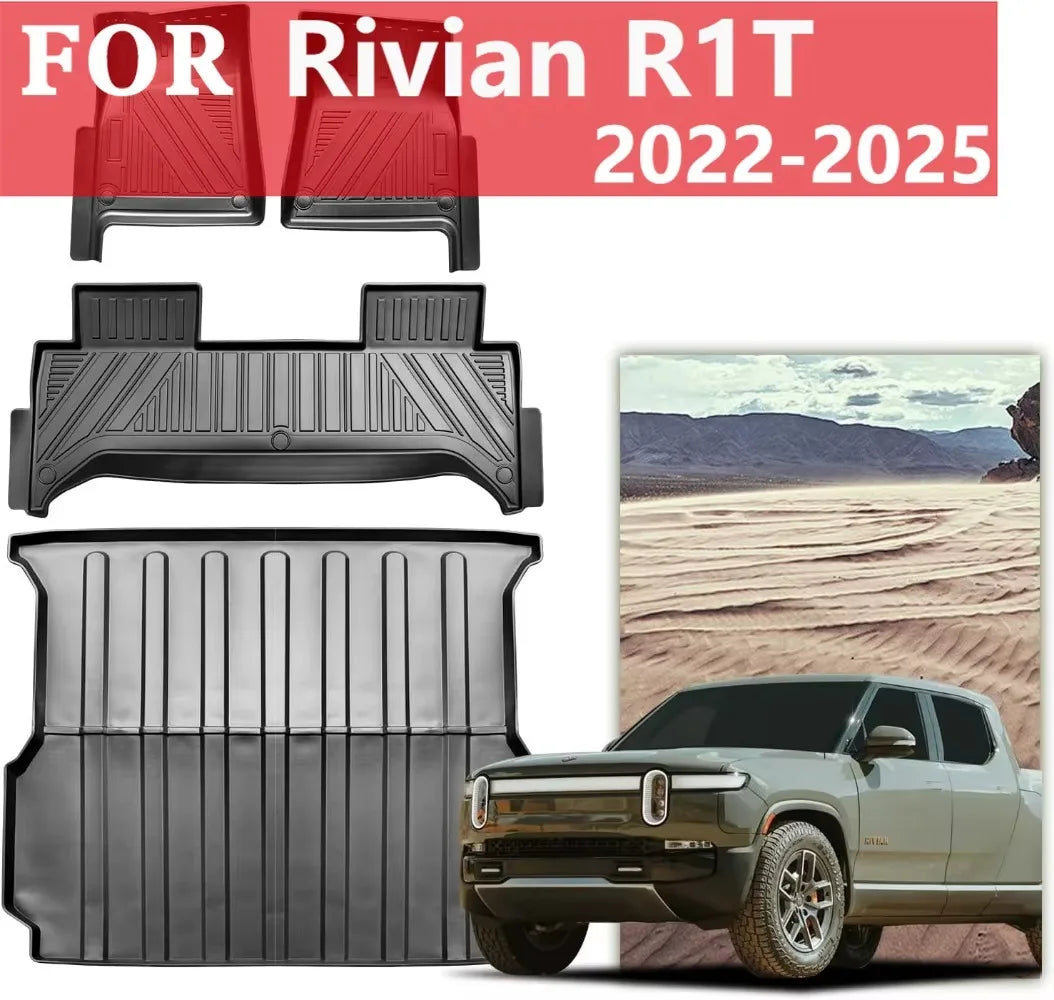 tapis sol noir rayures horizontales tpe anti dérapant tout usage rivian r1t moderne