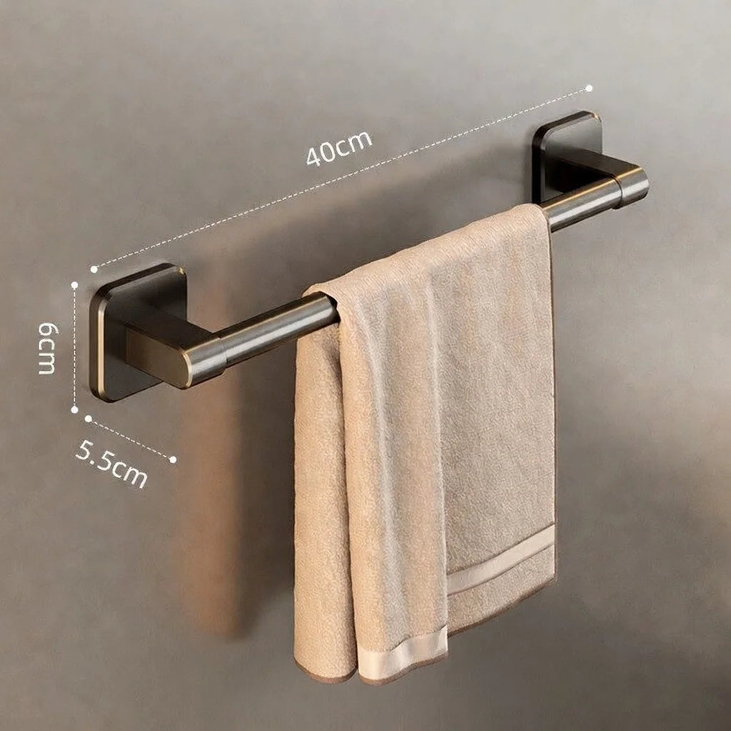 porte serviettes mural aluminium argenté lisse moderne adhésif salle bain simple robuste 30cm 40cm