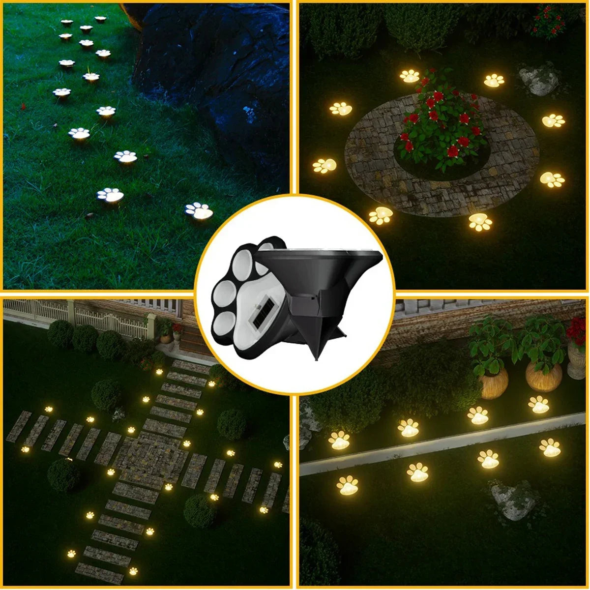 lumière solaire animaux extérieure adhésive led moderne pièces noir blanc imprimé pattes