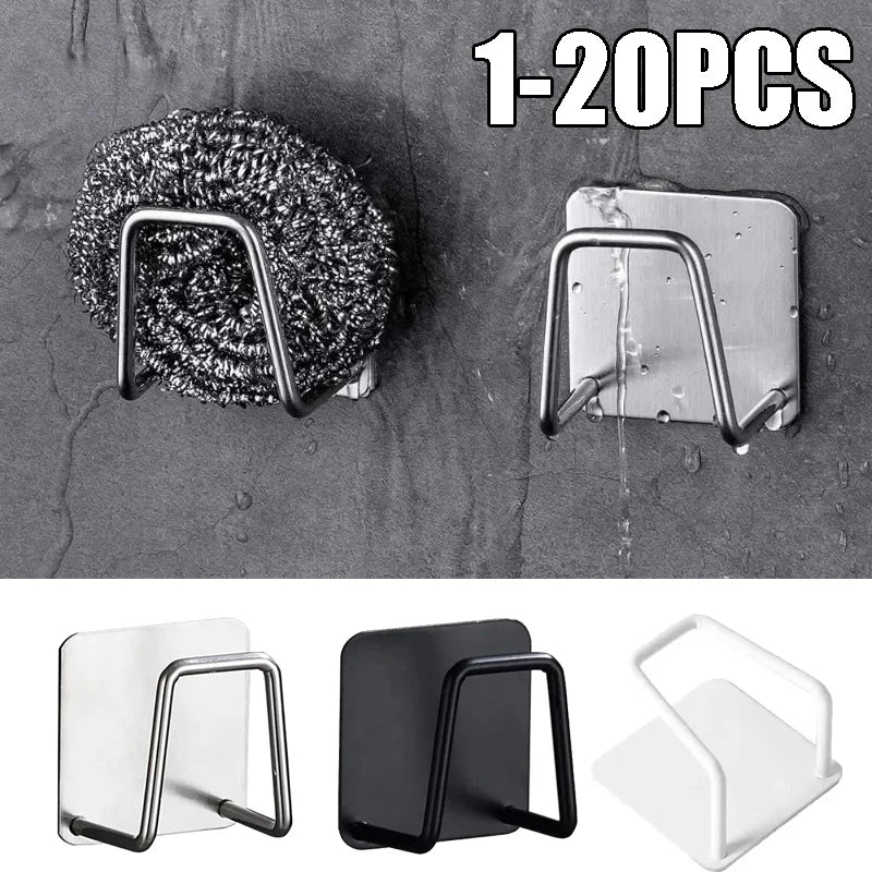 porte savon cuisine adhésif moderne noir blanc pratique texture métal brillant