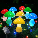 lampe solaire champignon rouge jaune verte points blancs moderneextérieur piquet fixe led