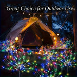 guirlande lumineuse solaire multicolore feux d'artifice moderne extérieure modes fixée piquets led jardin