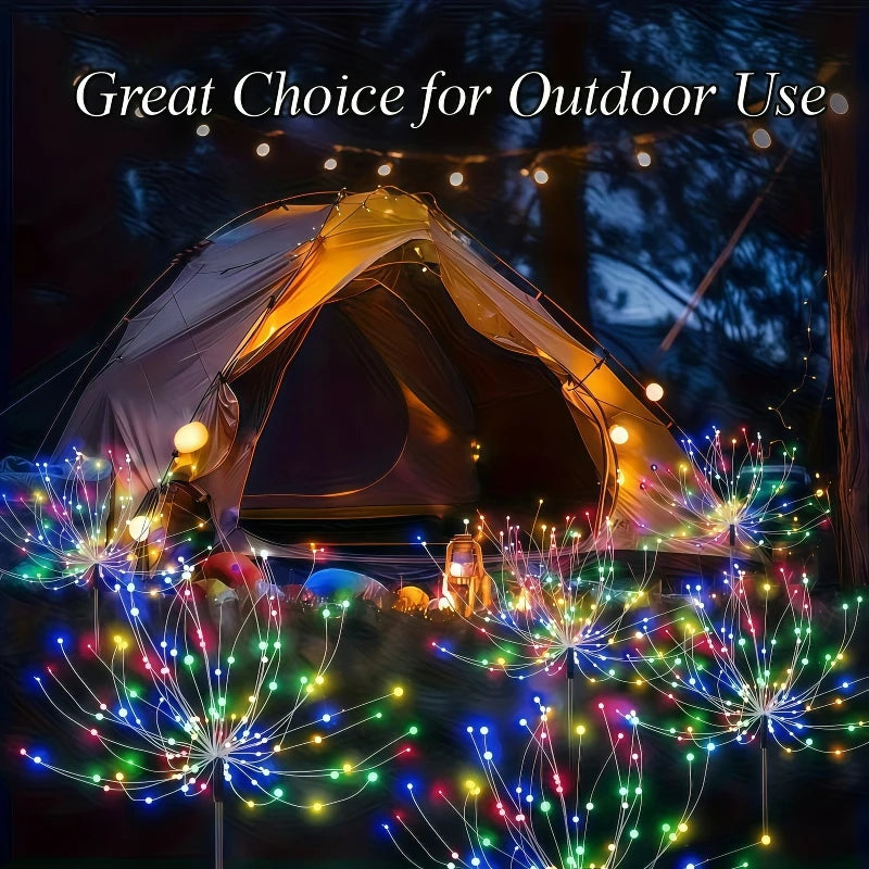 guirlande lumineuse solaire multicolore feux d'artifice moderne extérieure modes fixée piquets led jardin
