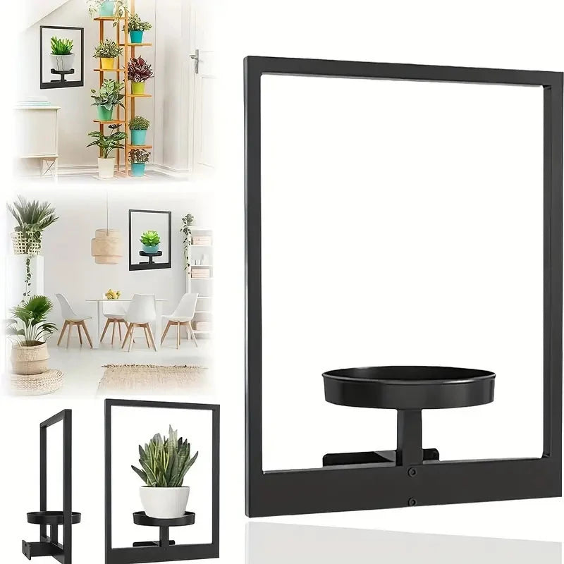 support mural plantes noir moderne vis pot fleursintérieur décoration.storage rack