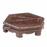 support bois sculpté plateforme plantes stand thé traditionnel artisanal gravures marron décoration jardin