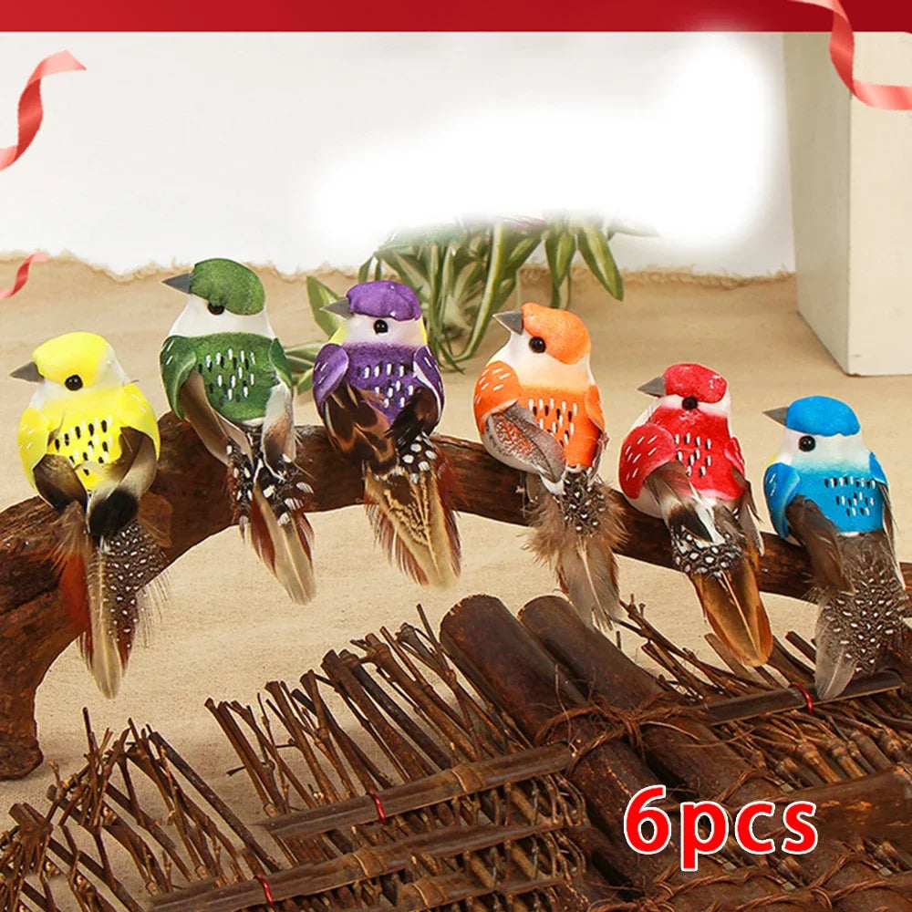 oiseaux décoratifs artificiels plumes colorées ornements maison jardin festive