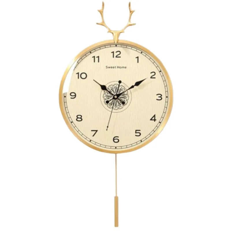horloge murale moderne ornementale aiguille bois florale salon intérieur