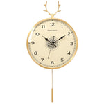 horloge murale moderne ornementale aiguille bois florale salon intérieur