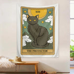 tapisserie murale moderne chat étoiles soleil lune clips polyester rectangle vintage