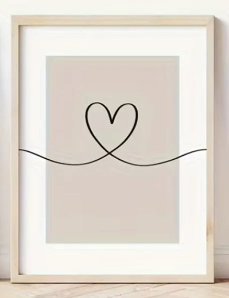 cadre art mural lettres coeur sweet dreams moderne minimaliste beige clair noir blanc